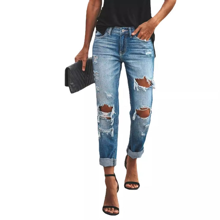 Damen Boyfriend Jeans im modischen Destroyed-Look mit lässigem Schnitt Drune
