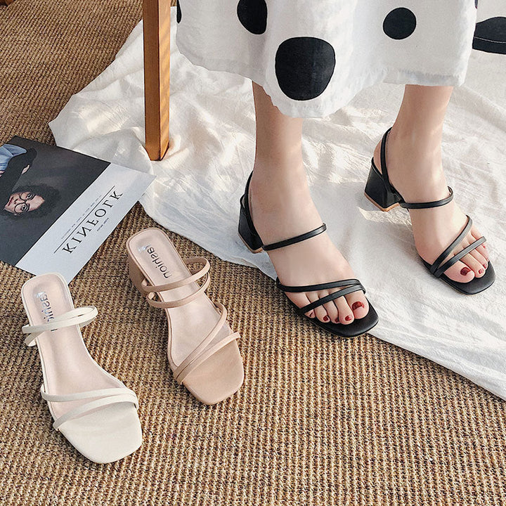 Damen elegante Absatzsandalen mit raffinierten Riemen Drune