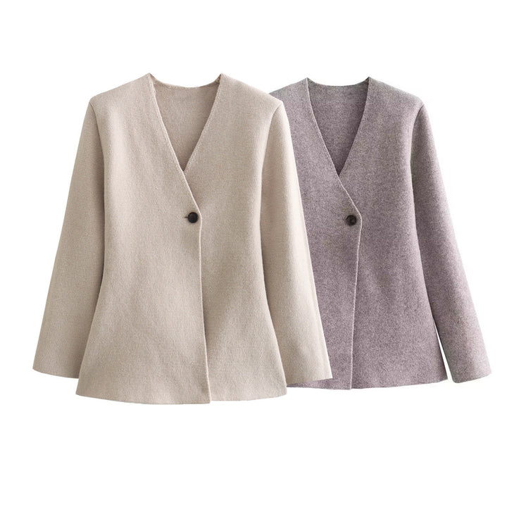 Damen Taillierter Peplum-Blazer-Mantel mit figurformender Silhouette und Ein-Knopf-Verschluss Drune