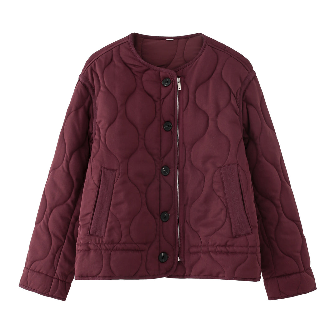 Damen Steppjacke mit rundem Steppmuster, Rundhals und Zwei-Wege-Reißverschluss Drune