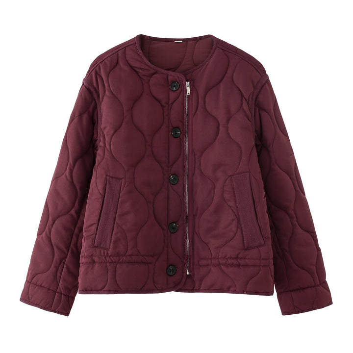 Damen Steppjacke mit rundem Steppmuster, Rundhals und Zwei-Wege-Reißverschluss Drune