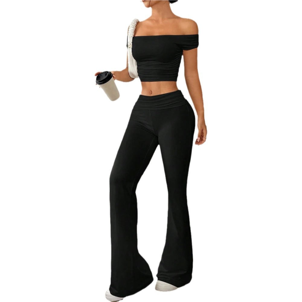 Damen cropped Oberteil und Palazzo-Hose Set Drune