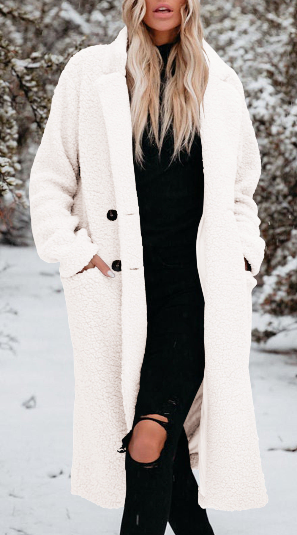 Damen Lange Teddyjacke mit bequemem Schnitt Drune