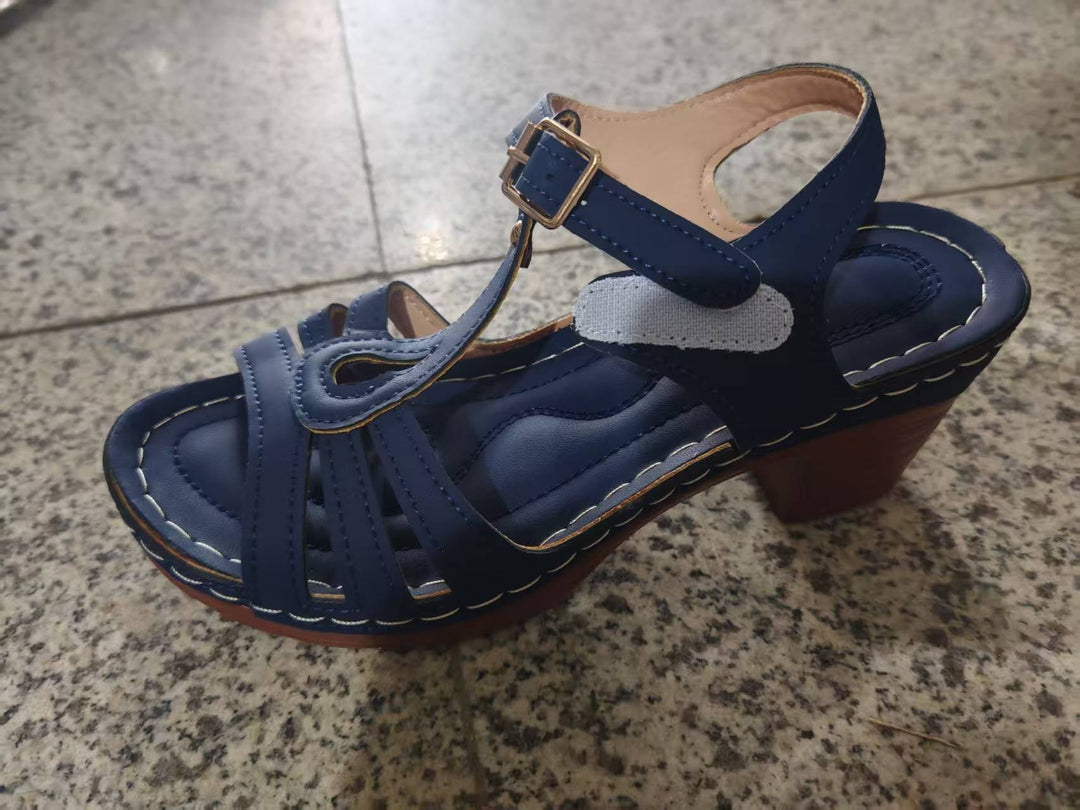 Damen T-Strap Sandaletten mit gepolstertem Komfortfußbett und mittlerem Blockabsatz Drune