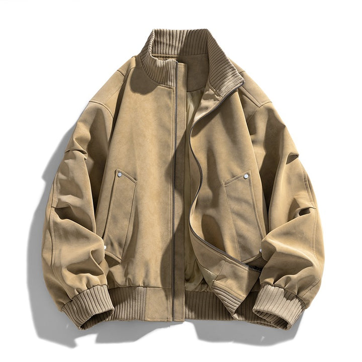 Herren Modische Bomberjacke aus Kunstleder Drune