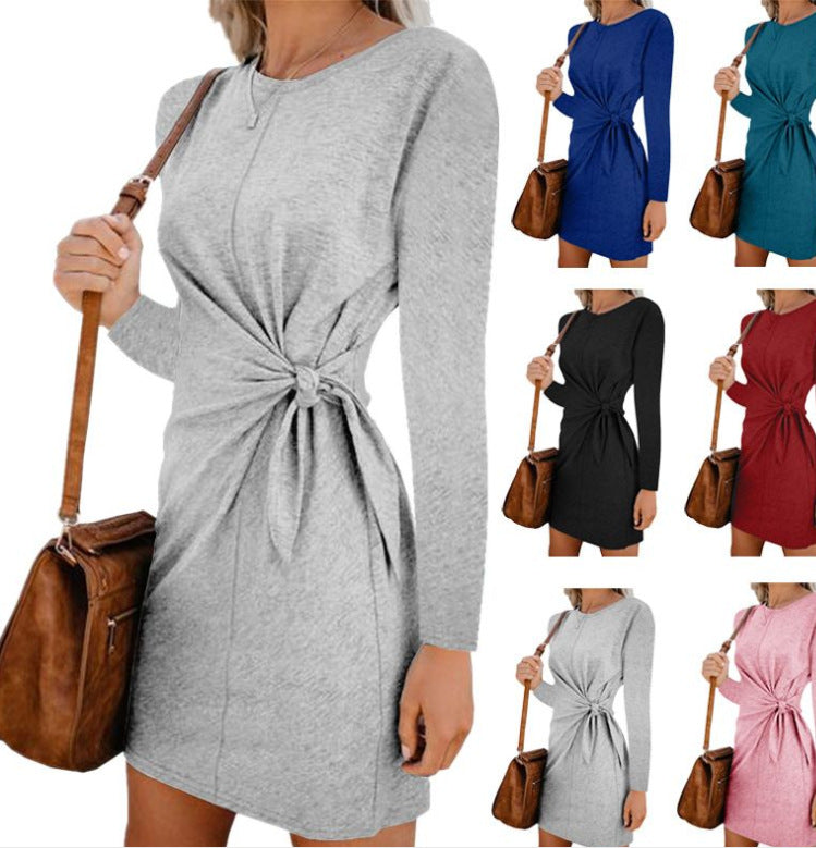 Damen Kurzarm Kleid mit Knoten-Detail und elegantem Schnitt Drune