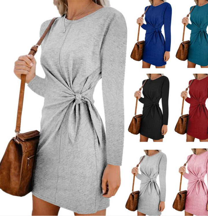 Damen Kurzarm Kleid mit Knoten-Detail und elegantem Schnitt Drune