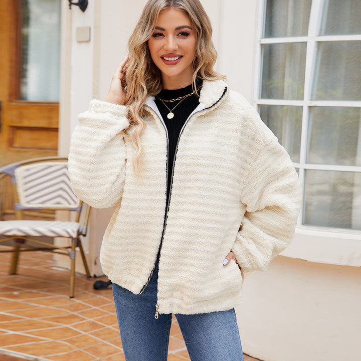 Damen Baumwoll-Fleecejacke mit Reißverschluss Drune