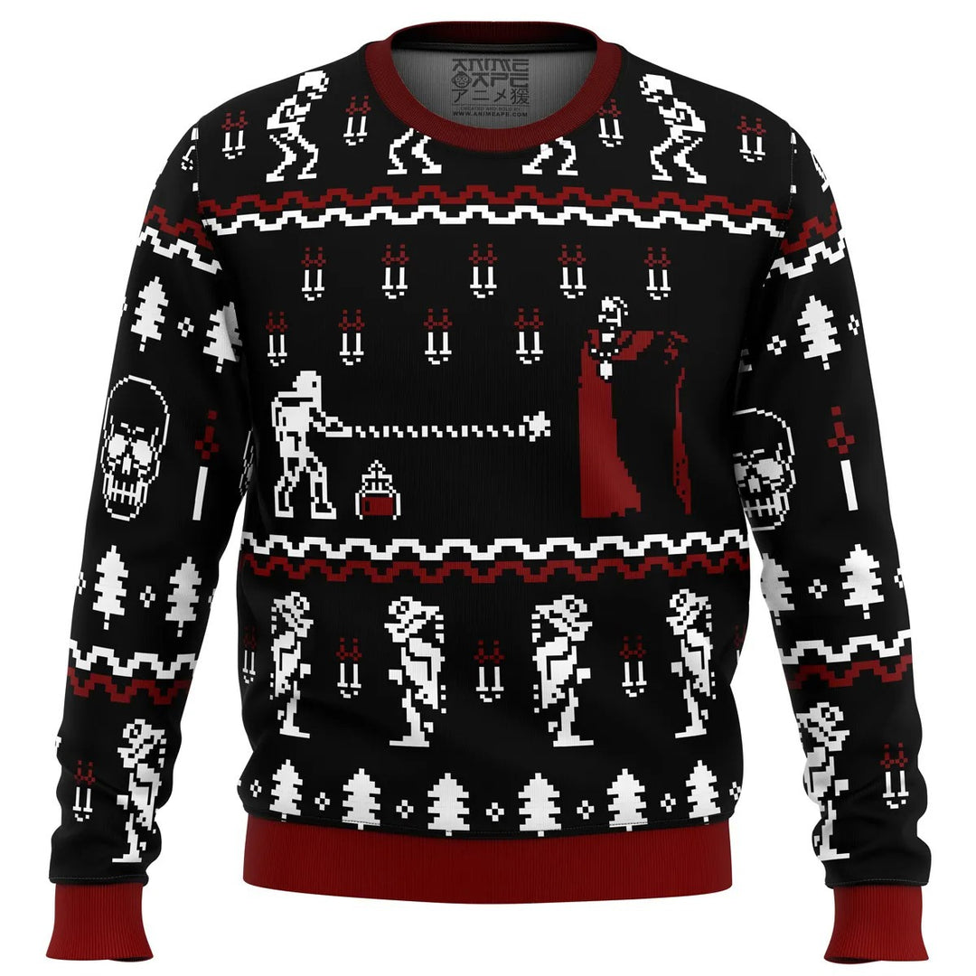 Drune | Skull Print - Festival der Holiday Prints Hässlicher Pullover