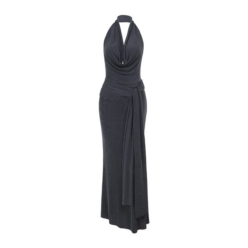 Damen elegantes Wickelkleid mit tiefem V-Ausschnitt und fließendem Schnitt Drune