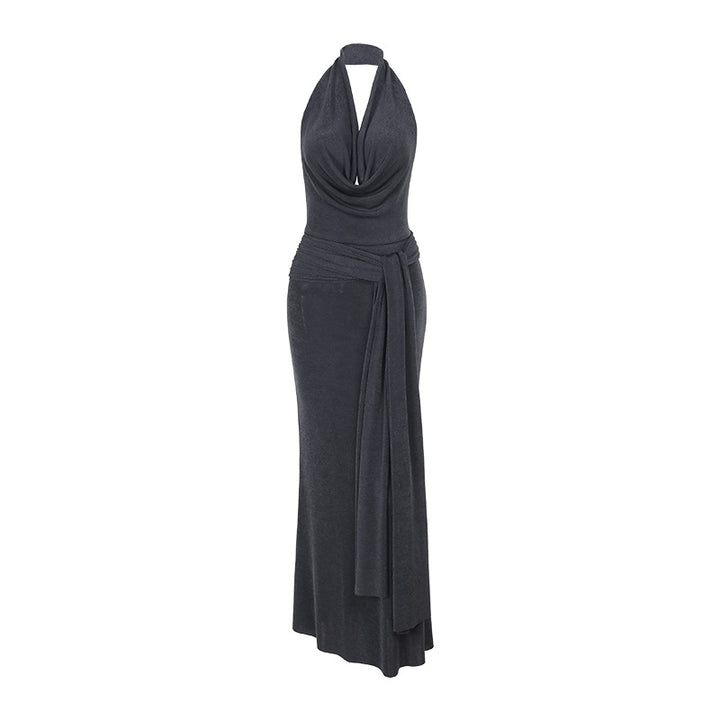 Damen elegantes Wickelkleid mit tiefem V-Ausschnitt und fließendem Schnitt Drune