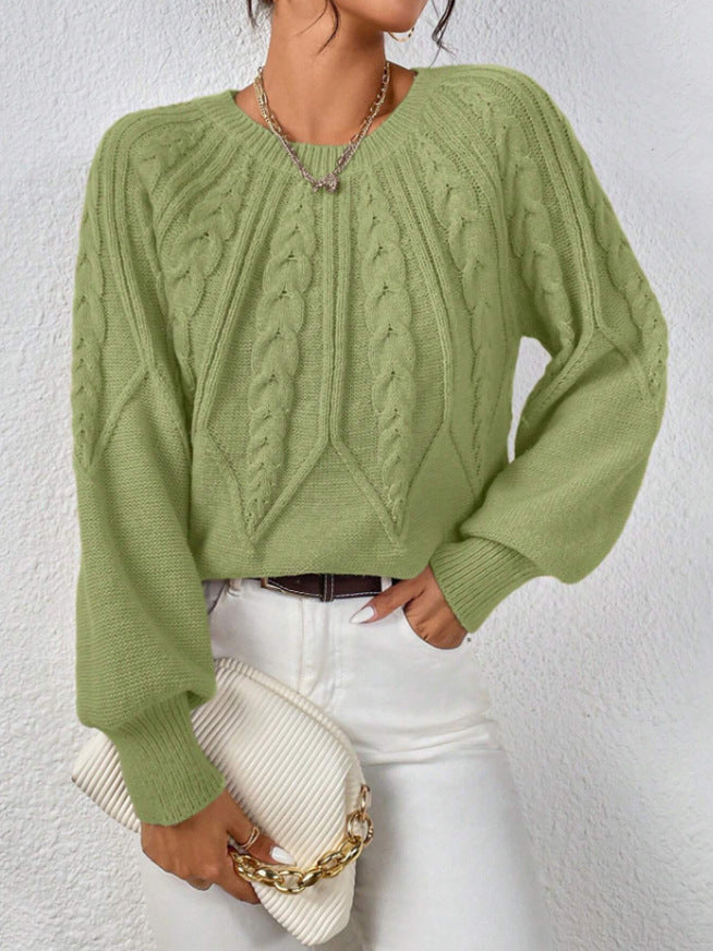 Damen Grobstrickpullover mit detailverliebtem Zopfmuster und weitem Schnitt Drune