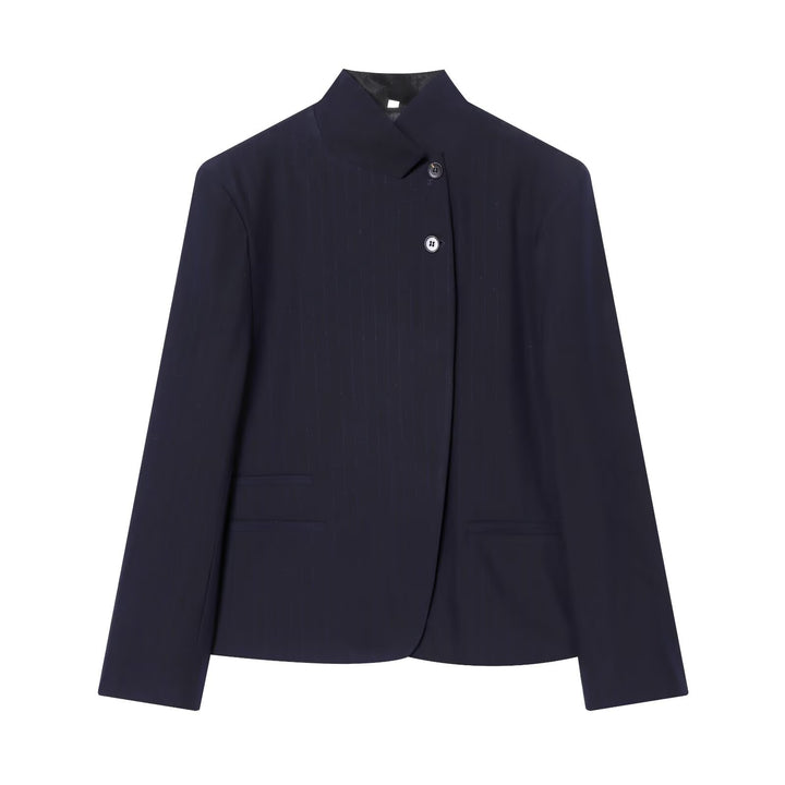 Damen Minimalistischer Kurzblazer mit Stehkragen und verdeckter Zweiknopf-Leiste Drune