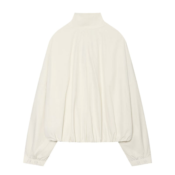 Damen Cropped-Blouson mit hohem Stehkragen, durchgehender Knopfleiste und Ballonärmeln Drune