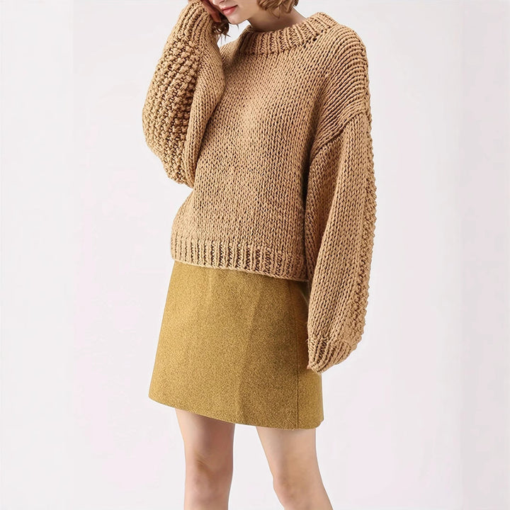 Damen Grobstrickpullover mit weitem Schnitt und Oversized-Ärmeln Drune