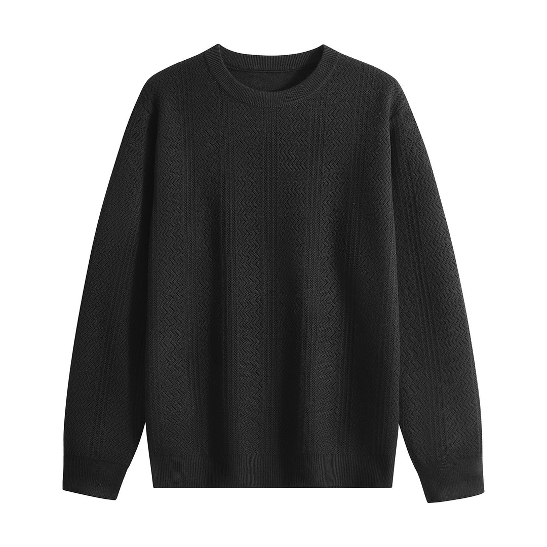 Unisex Strukturierter Rundhals-Strickpullover mit Ajourmuster Drune