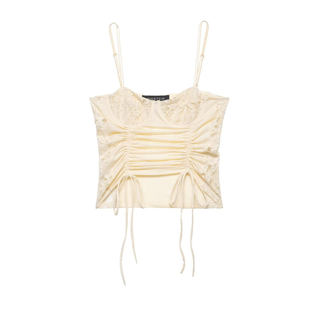 Damen Spitzeneinsatz Top Drune