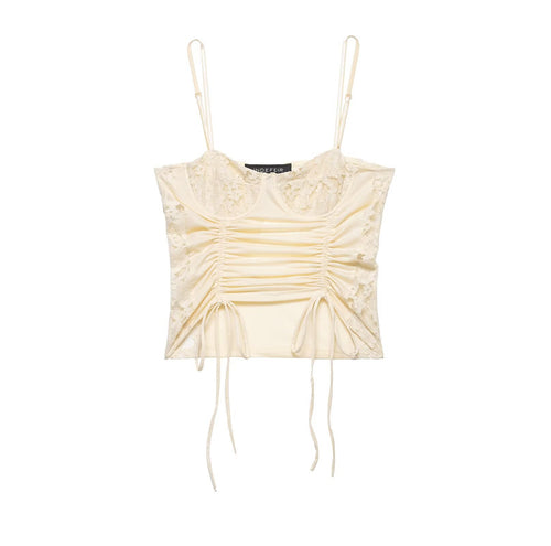 Damen Spitzeneinsatz Top Drune