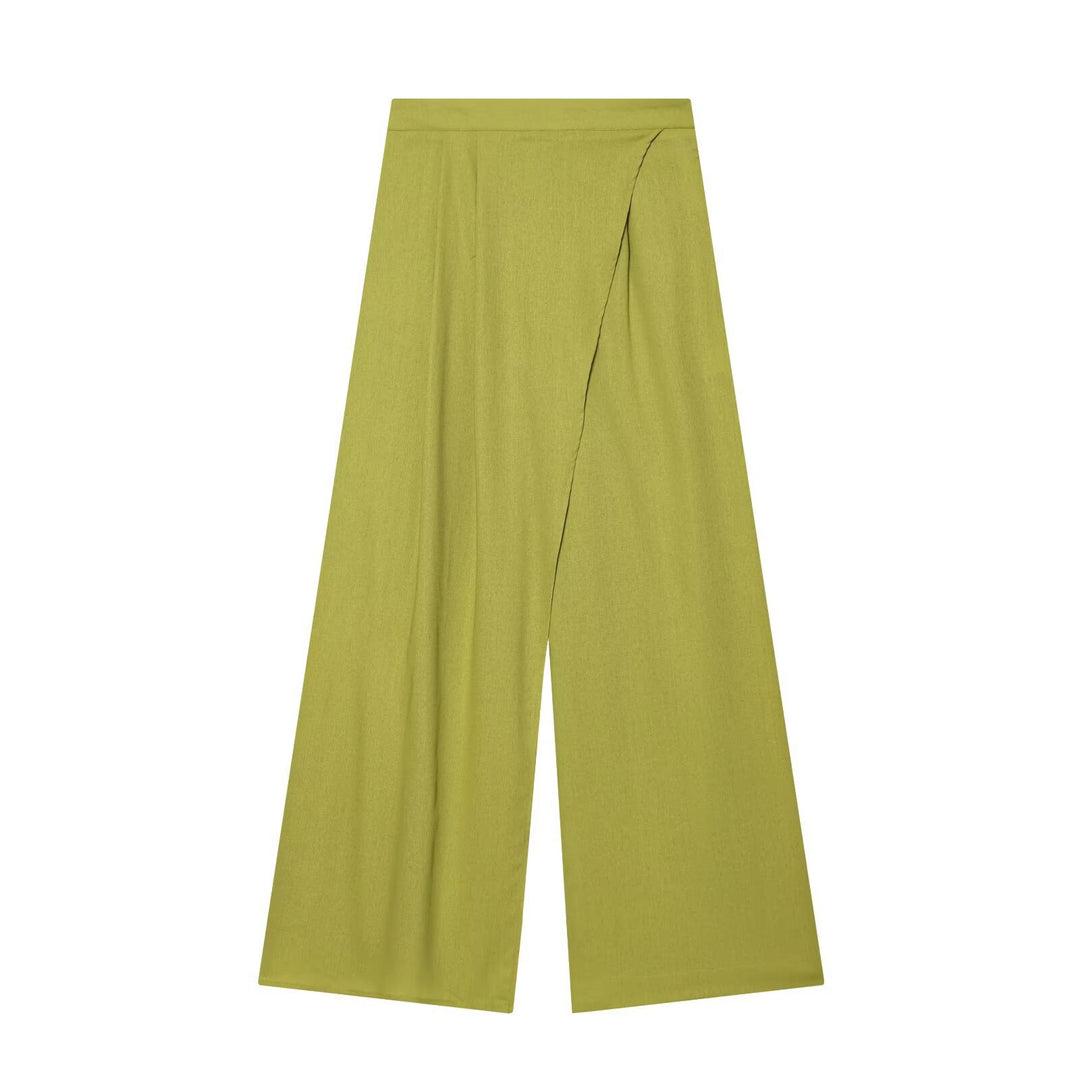 Damen Weite High-Waist Culotte mit Wickeloptik und ausgestelltem Bein Drune