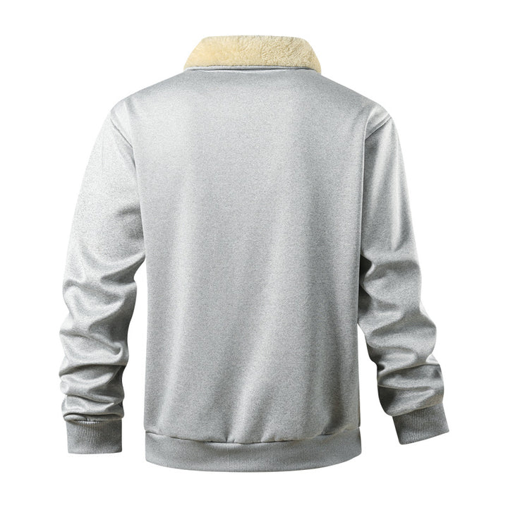 Herren Wattierte Teddyfleece-Bomberjacke mit Stehkragen & durchgehendem Reißverschluss Drune