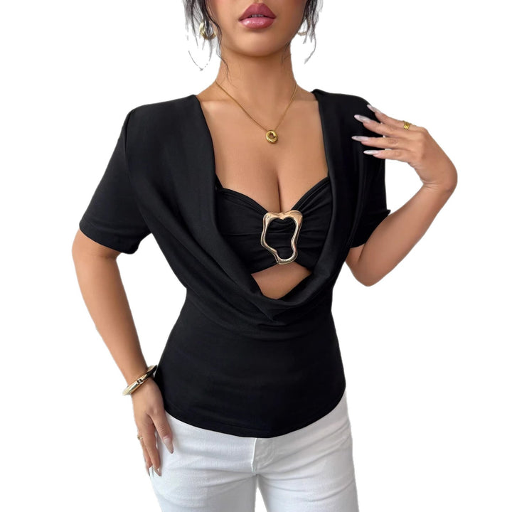 Damen nan drapiertes Cropped-Top mit herzförmiger Zierschließe und Cut-Out Drune