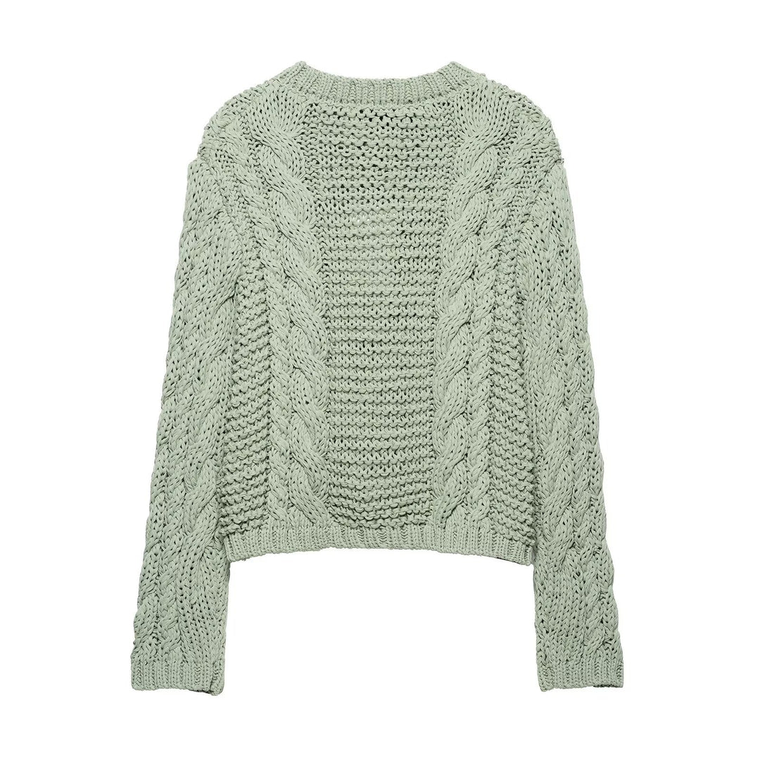 Damen Strickjacke mit Zopfmuster und Knopfdetails Drune