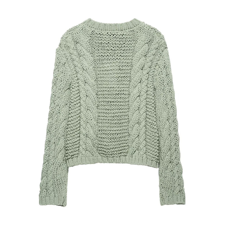 Damen Strickjacke mit Zopfmuster und Knopfdetails Drune