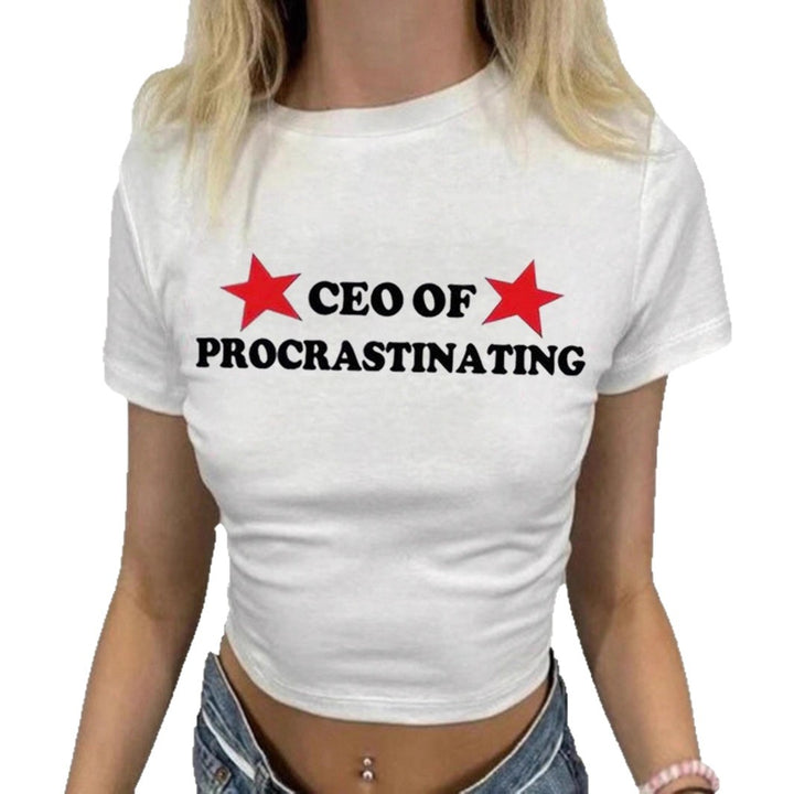 Damen T-Shirt mit kreativem Statement-Druck Drune
