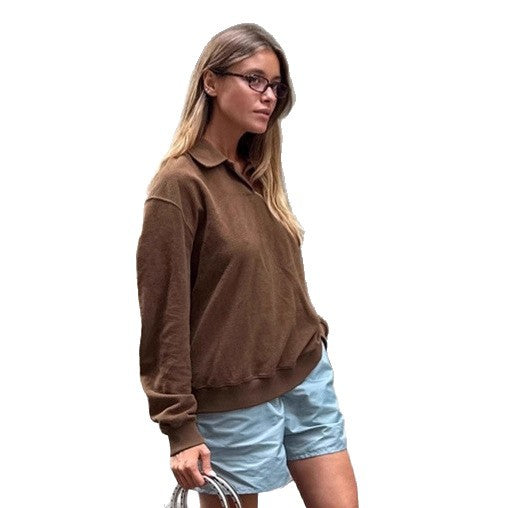 Damen Lässiger Pullover mit Stehkragen und weitem Schnitt Drune