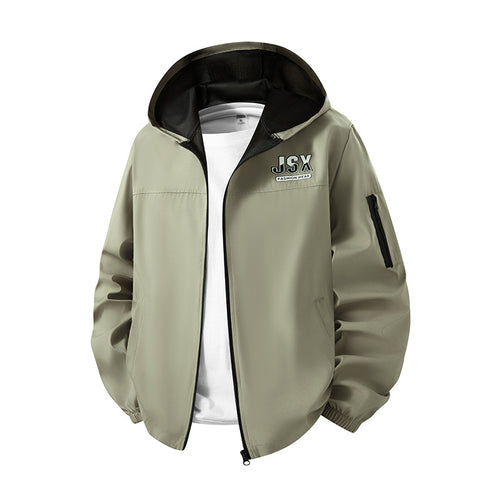 Herren Sportliche Windbreakerjacke mit Kapuze Drune