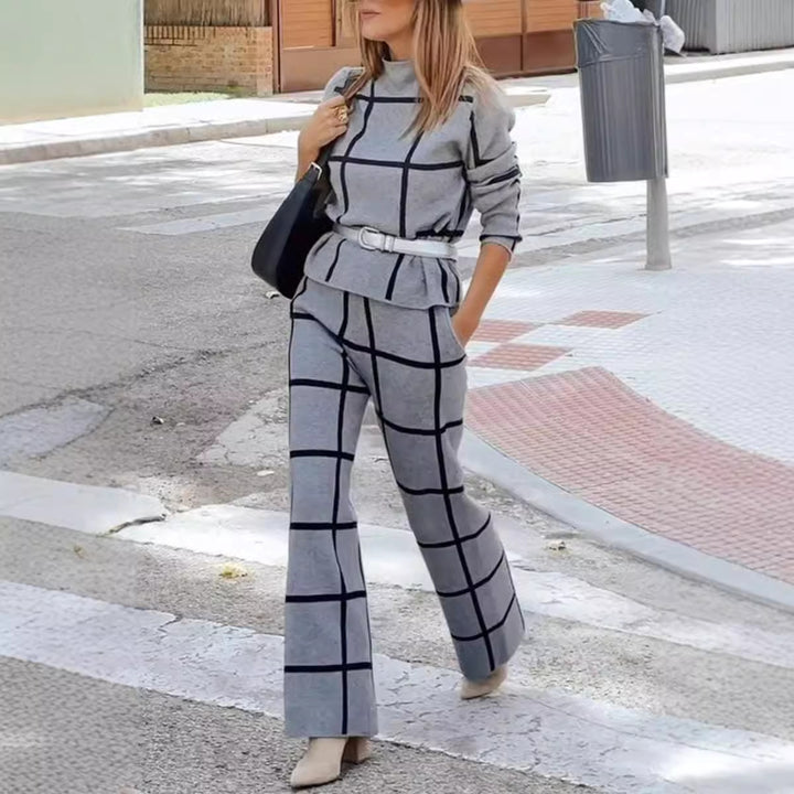 Damen Langärmliges Set im Karo-Design Drune