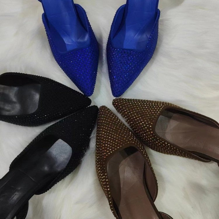 Damen Slingback-Pumps mit funkelndem Strass-Akzent und elegantem spitzem Design Drune