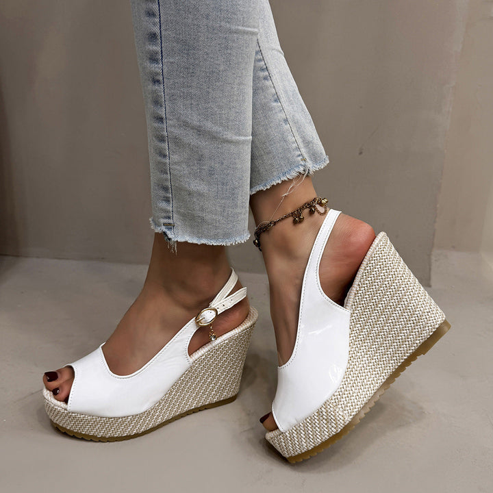 Damen Wedge-Pantoletten mit dekorativem Riemendesign und komfortabler Sohle Drune