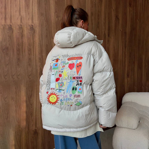 Damen Steppjacke mit kreativem Druckdesign Drune