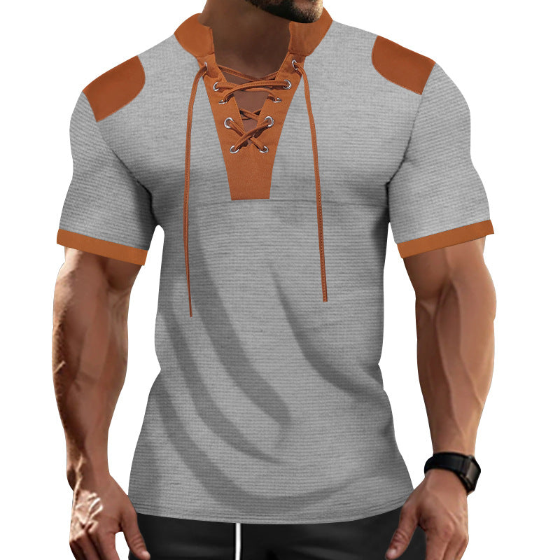 Herren sportliches Kurzarm-Shirt mit modischem Latz Drune