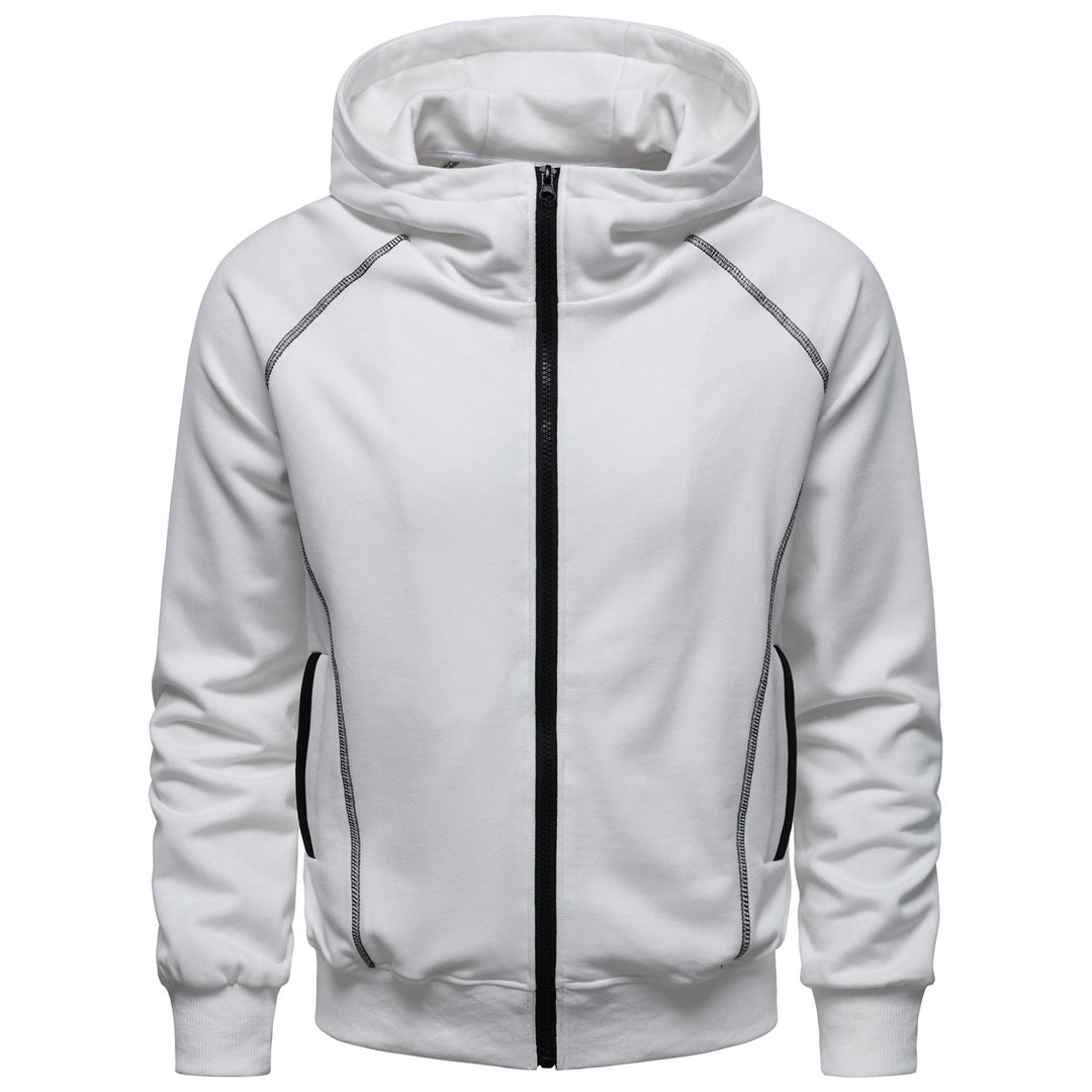 Herren Kapuzen-Zipjacke im sportlichen Raglanstil mit Kontrastnähten und gerippten Bündchen Drune