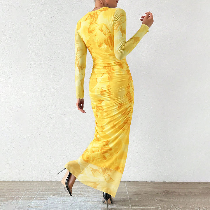 Damen elegantes Maxikleid mit floralem Muster und langem Schnitt Drune