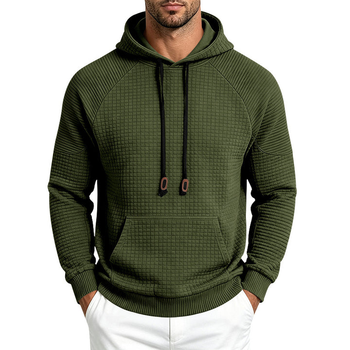 Herren Sportlicher Kapuzenpullover mit Waffelstruktur, Raglanärmeln und Kängurutasche Drune