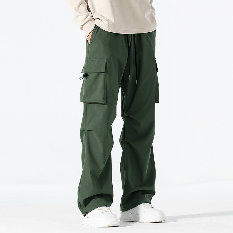 Herren Locker geschnittene Cargo-Utility-Hose mit Kordelzugbund und Mehrfachtaschen Drune