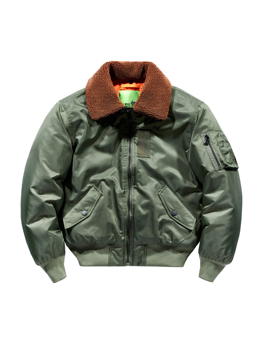Herren kurz geschnittene Pilotenjacke im Vintage‑Fliegerstil mit Teddykragen und isolierender Thermofütterung Drune