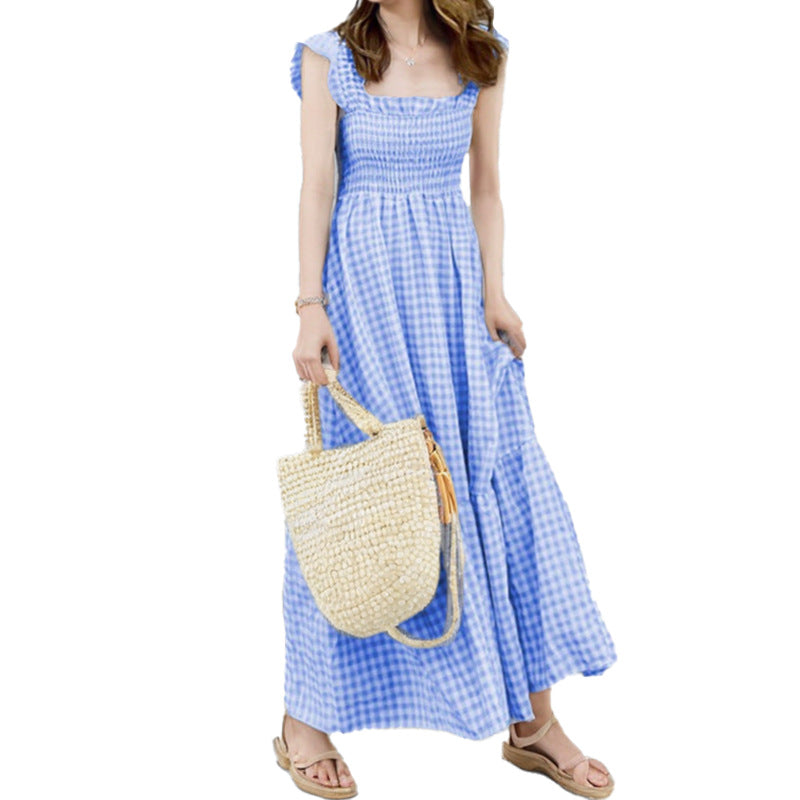 Damen Maxikleid mit elastischer Taille und Rüschendetails Drune