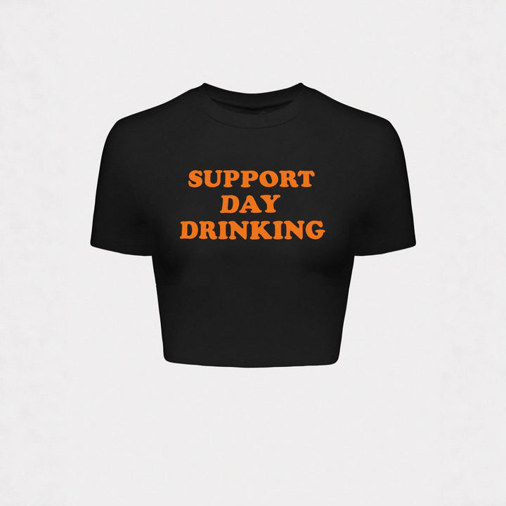 Damen Crop-T-Shirt mit kreativem Spruchdesign Drune