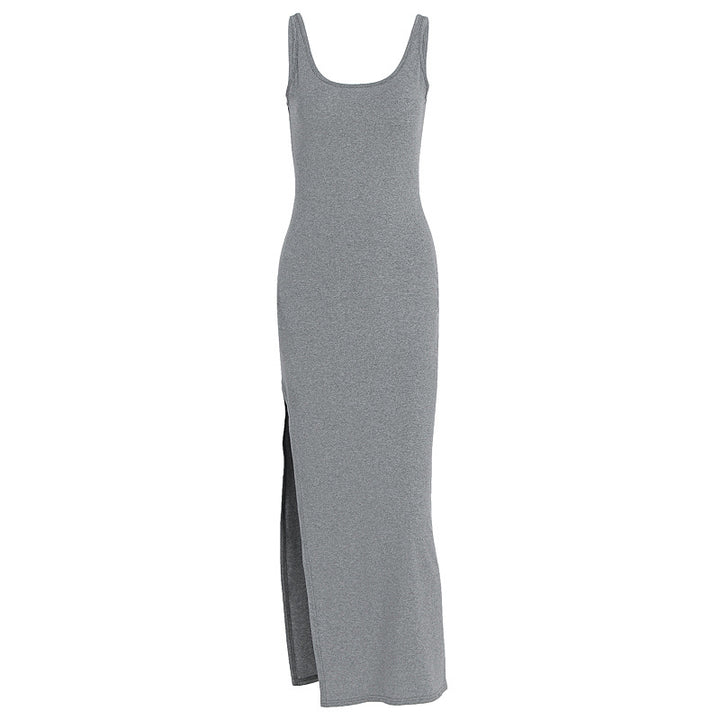 Damen Schlichtes Maxikleid mit hohem Seitenschlitz Drune