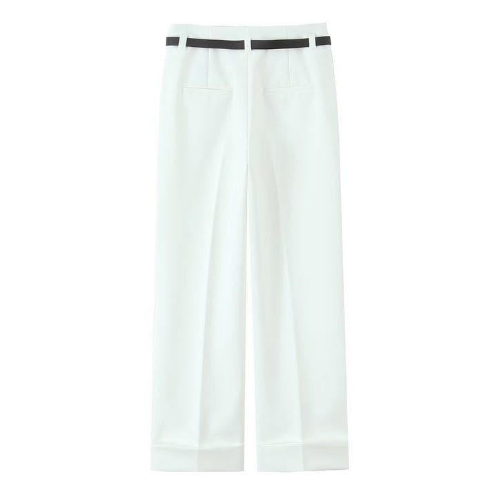 Damen 10+ weite High‑Waist Anzughose mit Bügelfalte und Umschlagsaum Drune