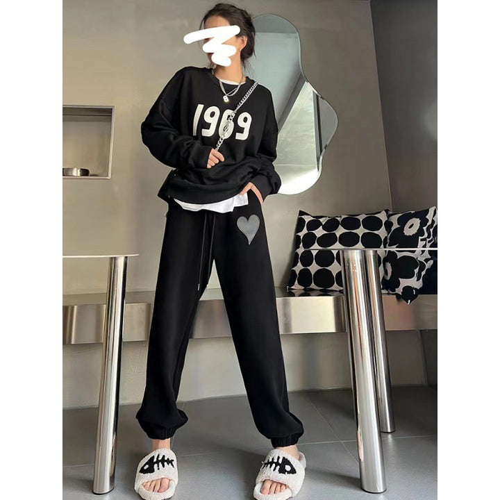 Damen Lässiger Sweatshirt und Jogginghose Set Drune