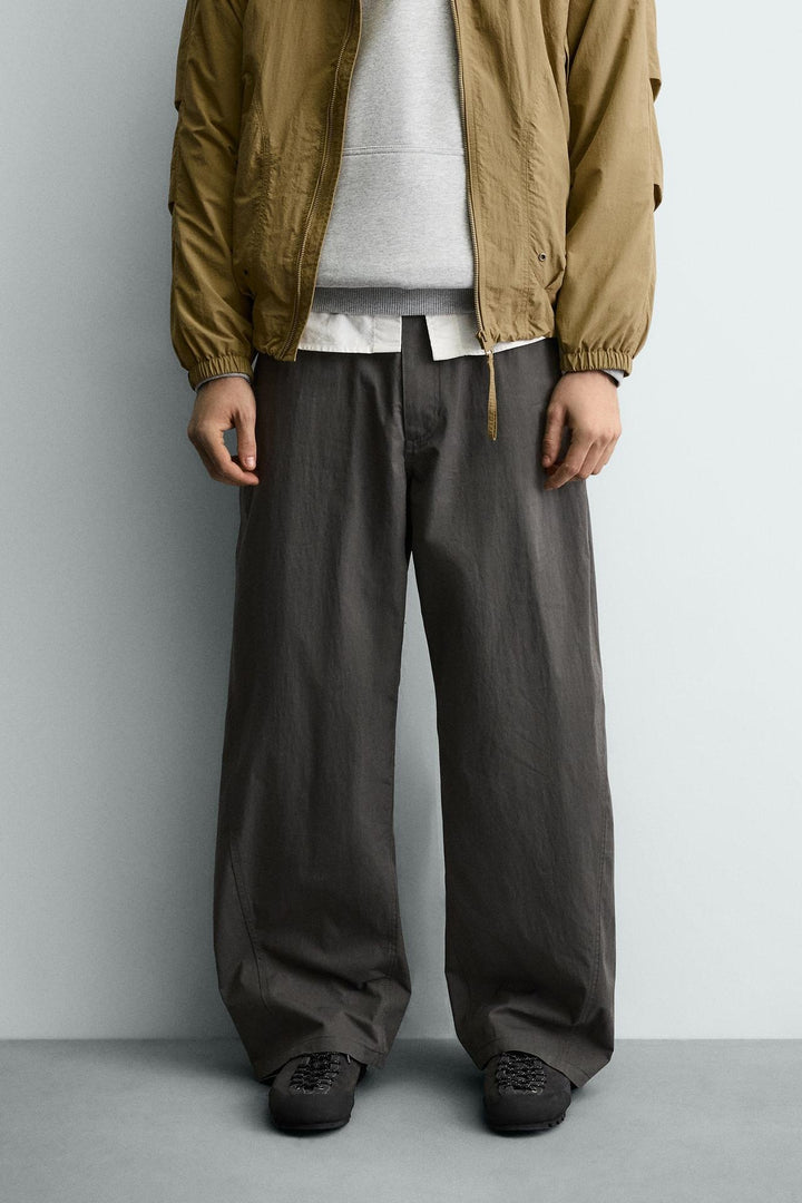 Damen Weite kurzgeschnittene Chinohose mit hoher Taille und Fünf-Taschen-Design Drune
