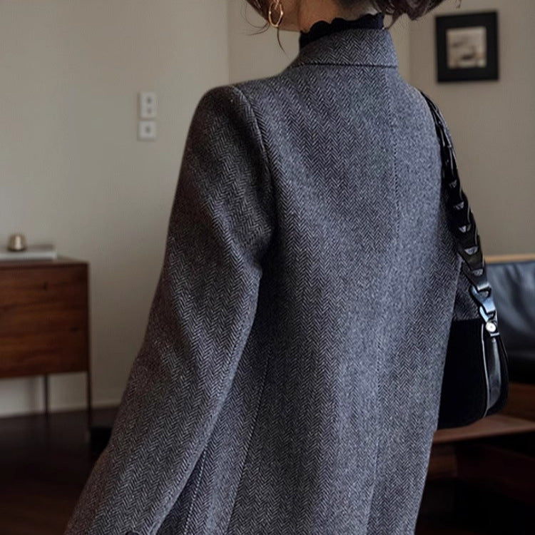 Damen Klassischer Tweedblazer Drune