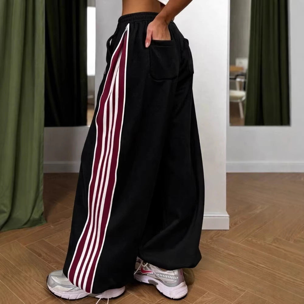 Damen Sportliche Freizeithose mit seitlichen Streifen und elastischem Bund Drune