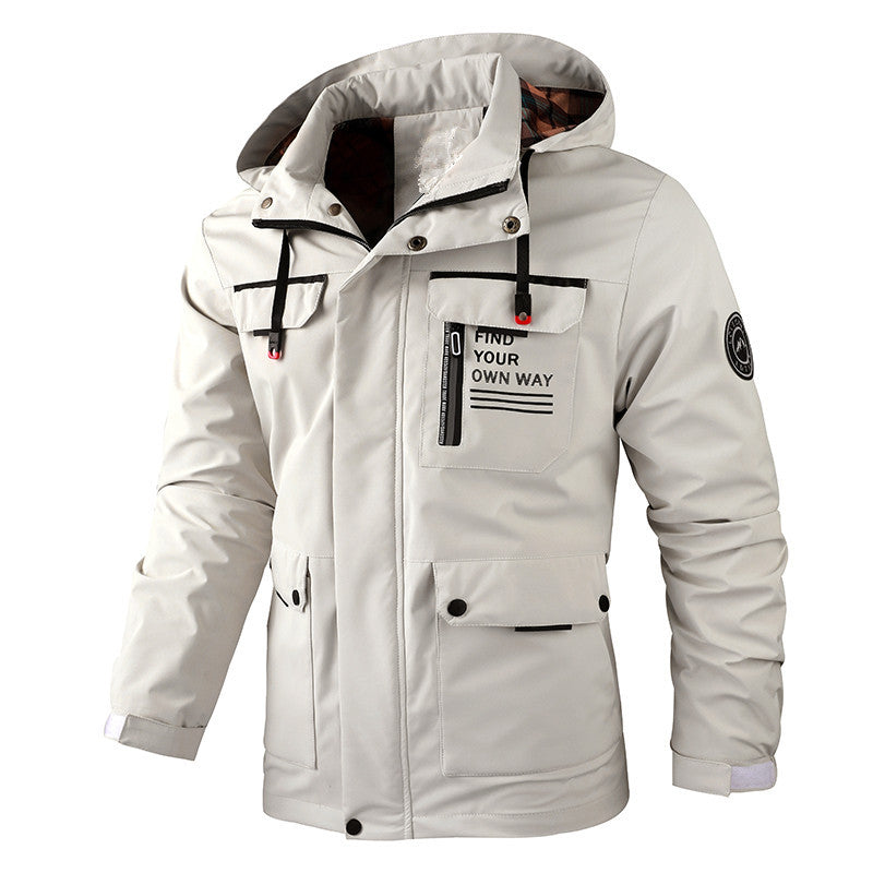 Herren wasserabweisender Utility‑Parka mit Kapuze, Mehrfach‑Taschen und Windschutz Drune