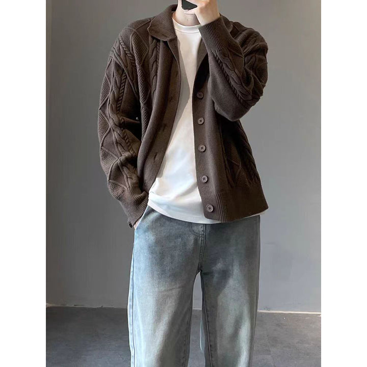 Herren Grobstrickjacke mit Kabelmuster Drune